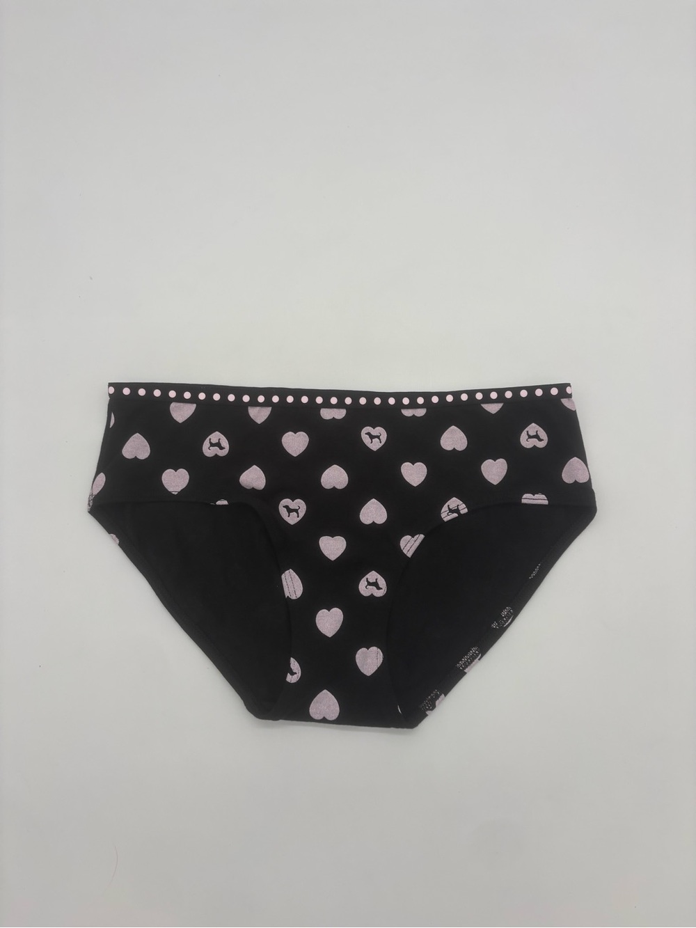 PINK Victoria’s Secret Heart Logo Hipster Panty Black Pink NWT Size S